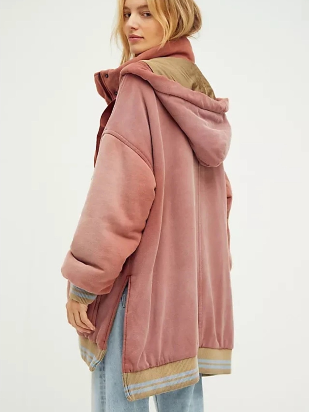 Free People All Star Stadium Jacket (Cherry Cola Combo) - Small oversized - Picture 2 of 11